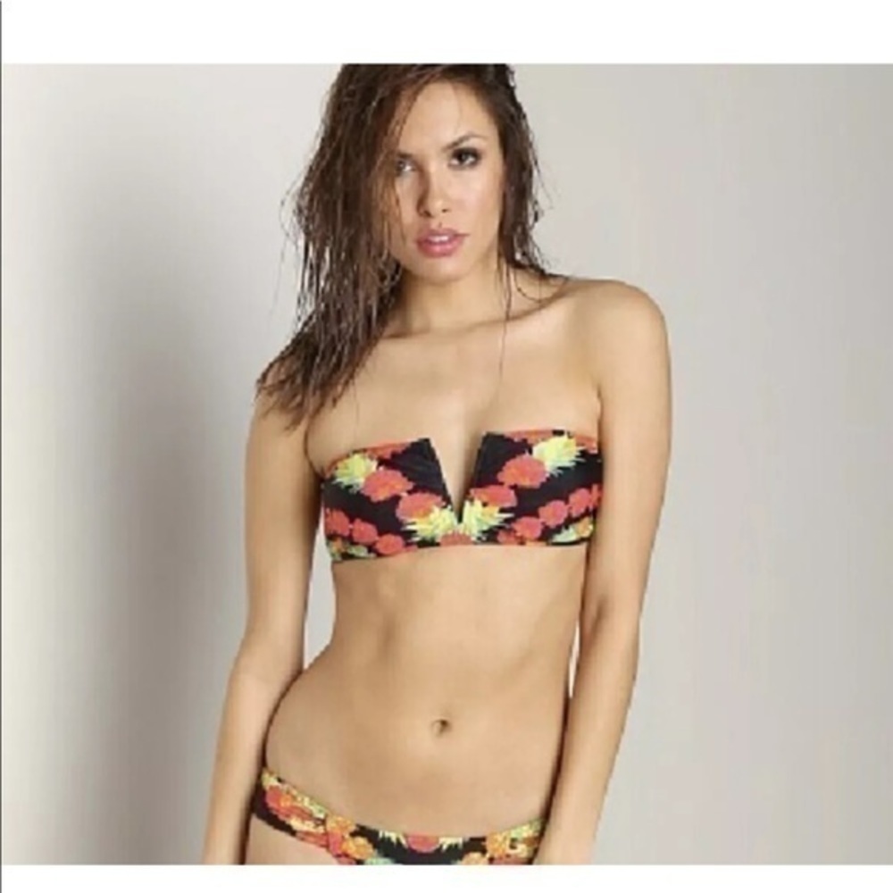 Mara Hoffman Black floral swimsuit bandeau XS‎